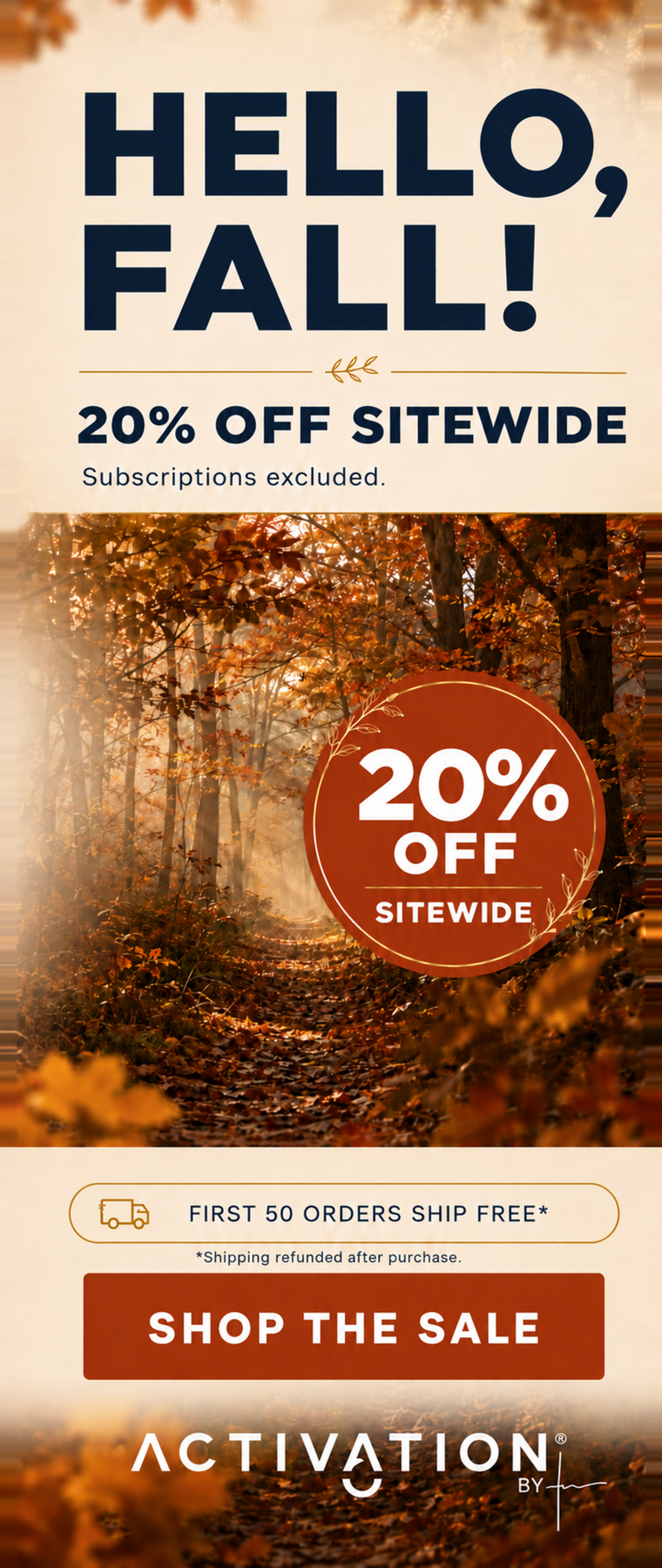 HELLOFALL20 shared mobile homepage sale banner